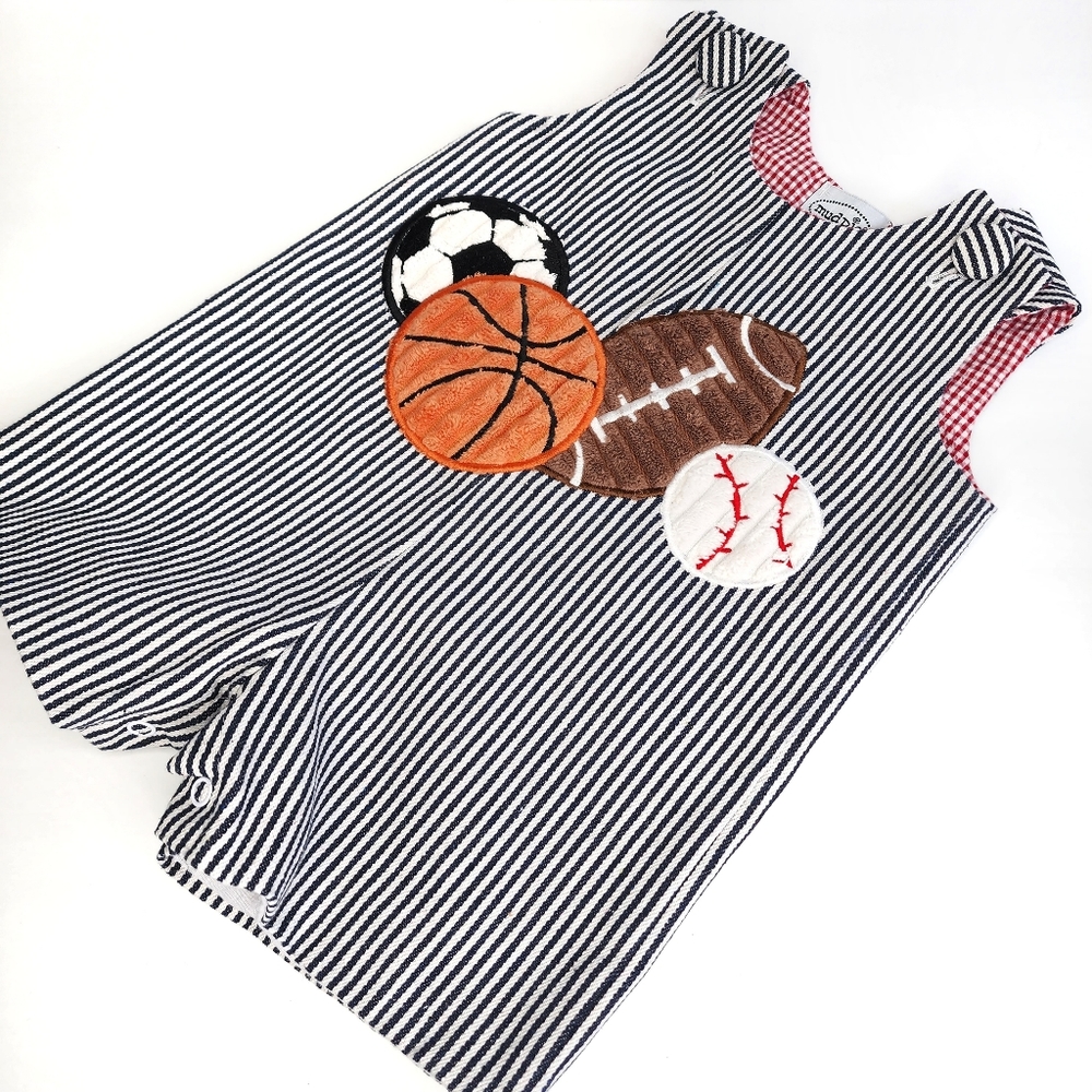 MUD PIE Sports Onesie Striped Romper 0-6 Months - Picture 1 of 11